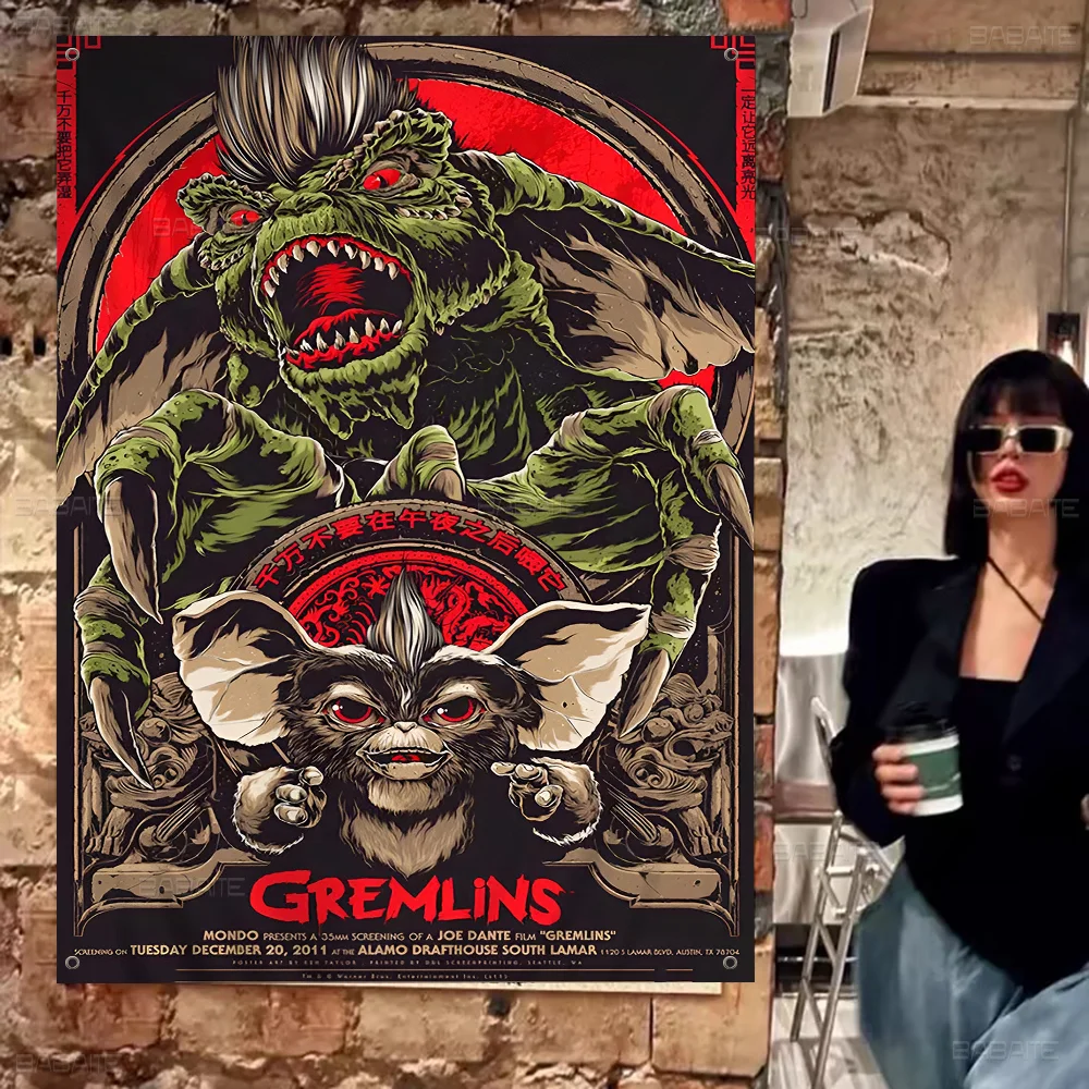 Gremlins Banner Art Printing Japanese Wall Flag Anime Wall Hanging Home Decor