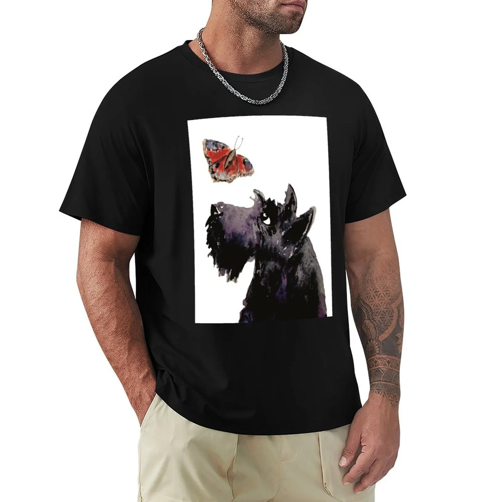 

Scottie Dog & Butterfly T-Shirt Aesthetic clothing shirts graphic tees slim fit t shirts for men