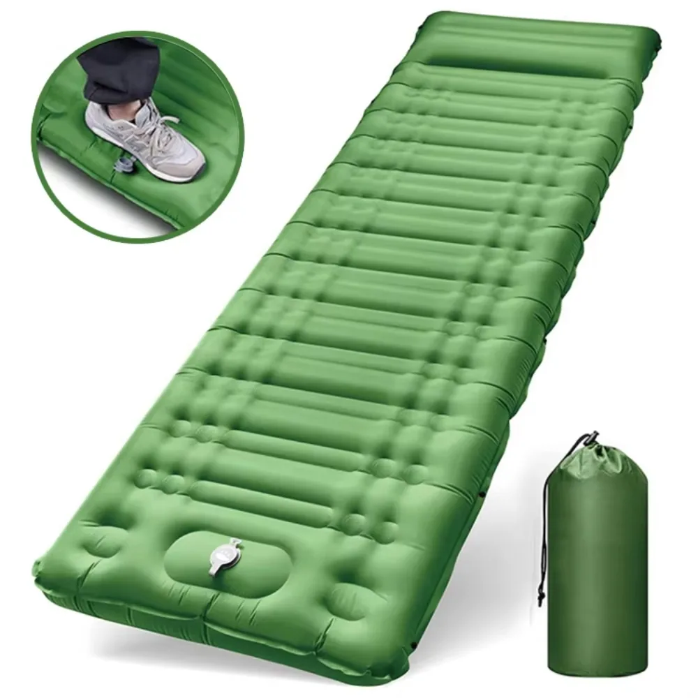 

Ultra-light self-inflating sleeping pad with pillow, portable camping mattress suitable for backpacking and hiking.