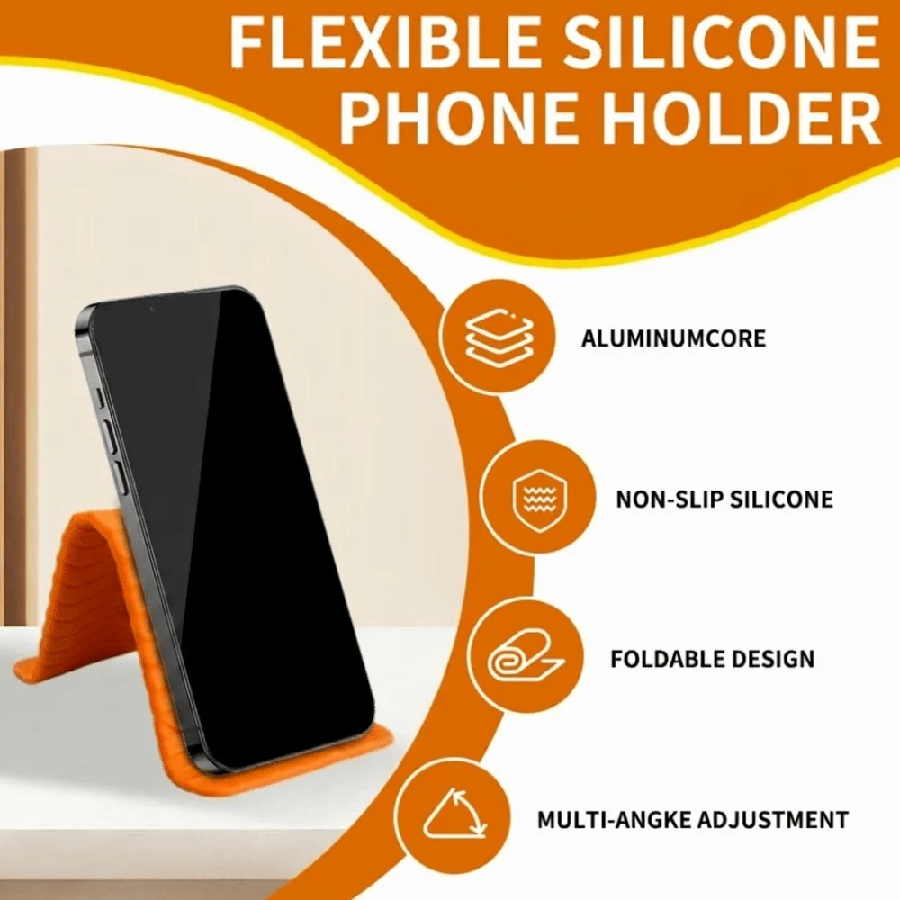 Silicone Bendable Phone Holder Anti-Slip Design Multi Functional Flexible Phone Stand Folding Deformation Portable