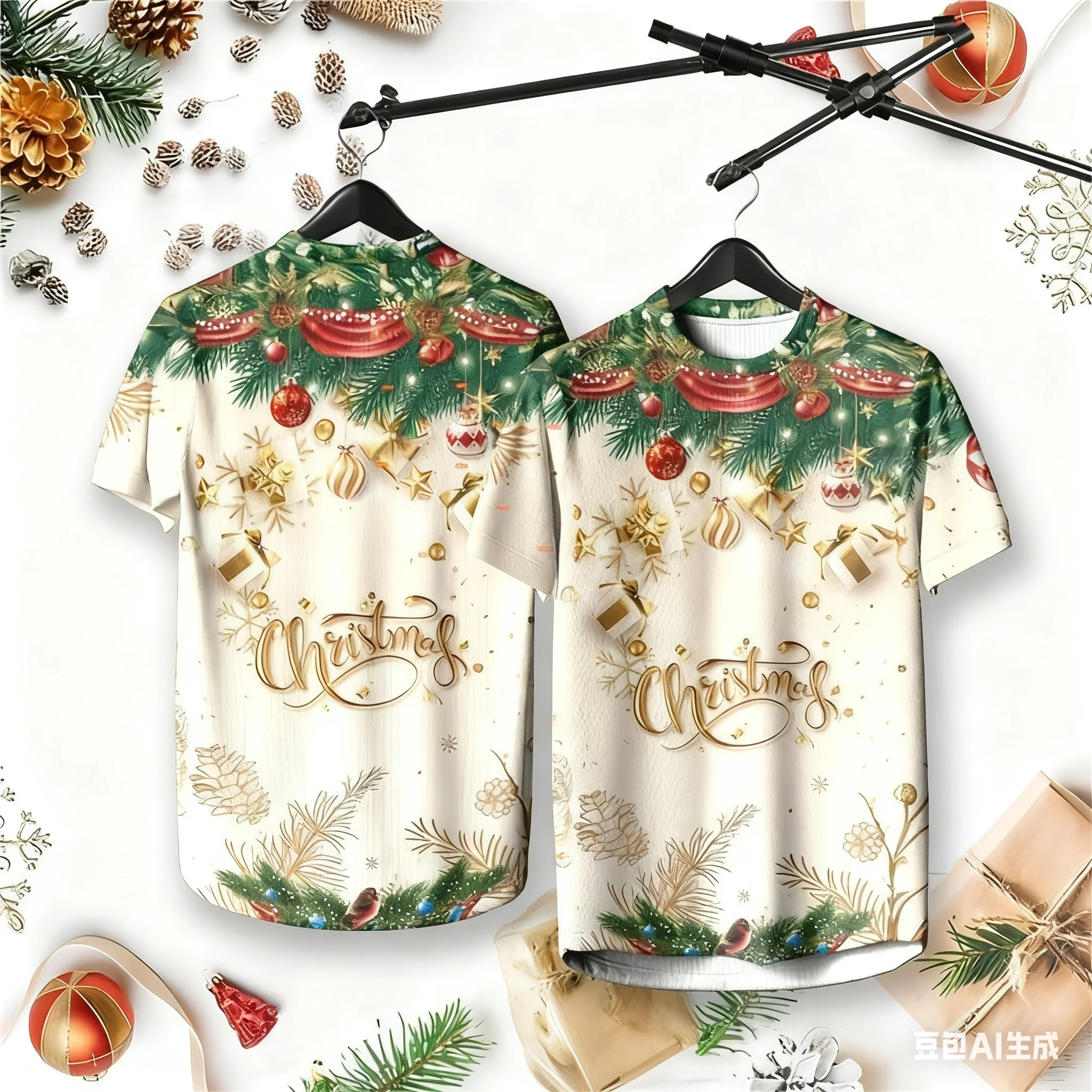 

2025 Christmas holiday design full of festive atmosphere, Happy New Year, family daily wear, in stock