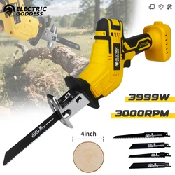 Cordless Power Tools Reciprocating Saw Band 4 Saw Blades Multi-Functional Metal Garden Tree Cutting Saw with Dewalt 20V Battery