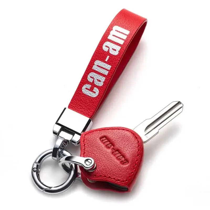 حافظة مفاتيح للدراجة النارية من الجلد الطبيعي لـ BRP Bombardier Can-am Can Am غطاء مفتاح تعديل الدراجة النارية ملحقات سلسلة المفاتيح فوب