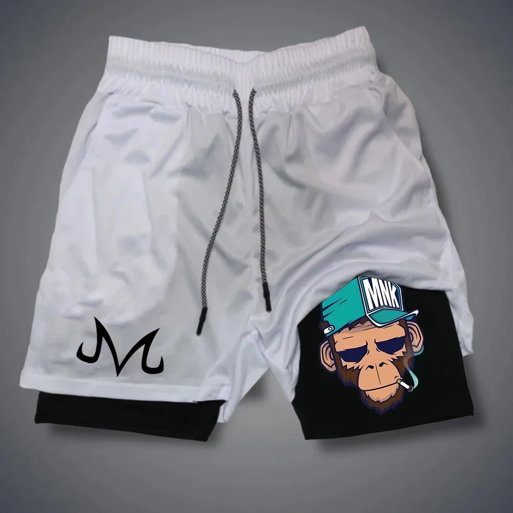 Cartoon Smoking Monkey Print Shorts Summer Men\'s Quick Drying Shorts Breathable Double Layer Short Pants Streetwear Y2K Pant