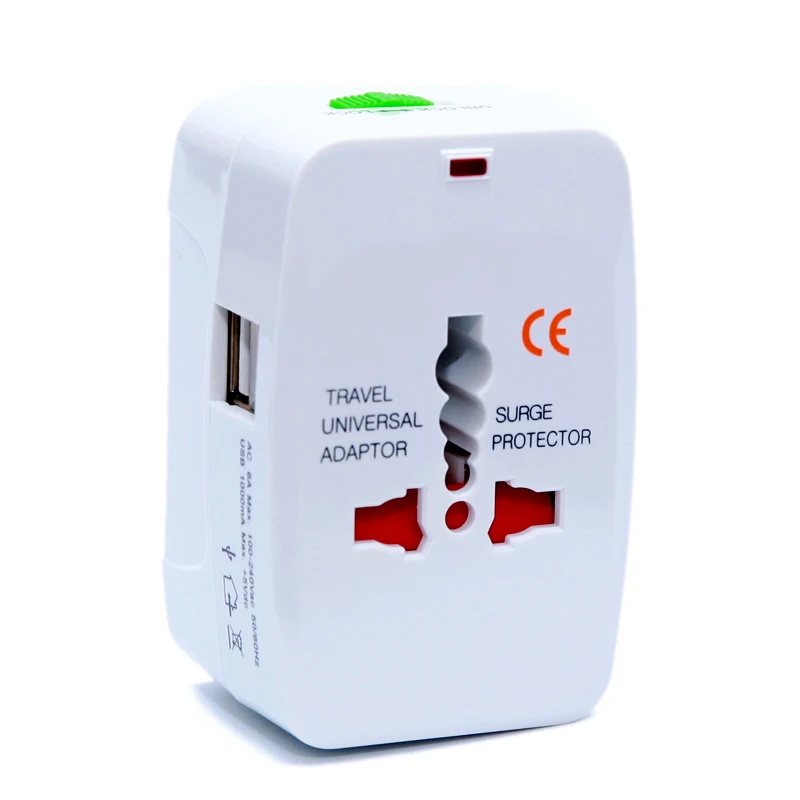 Power Plug, Global International All-in-One Travel Adapter Dual USB Charging Port For US EU UK Australia Universal Wall AC