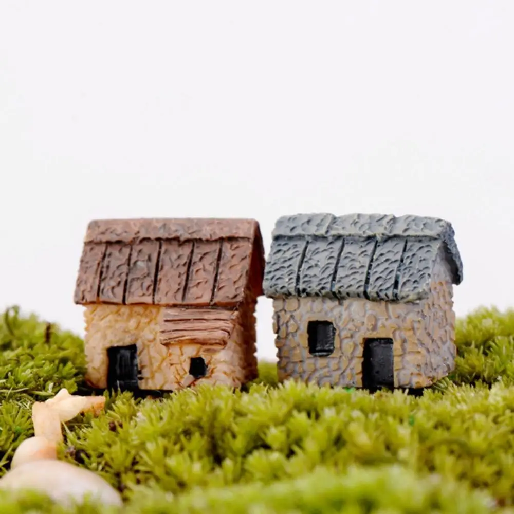 1/4Pcs 2*2.5cm Resin Miniature Micro Landscape Village Stone House DIY Doll House Stone Moss Crafts Fairy Garden Ornament Decor