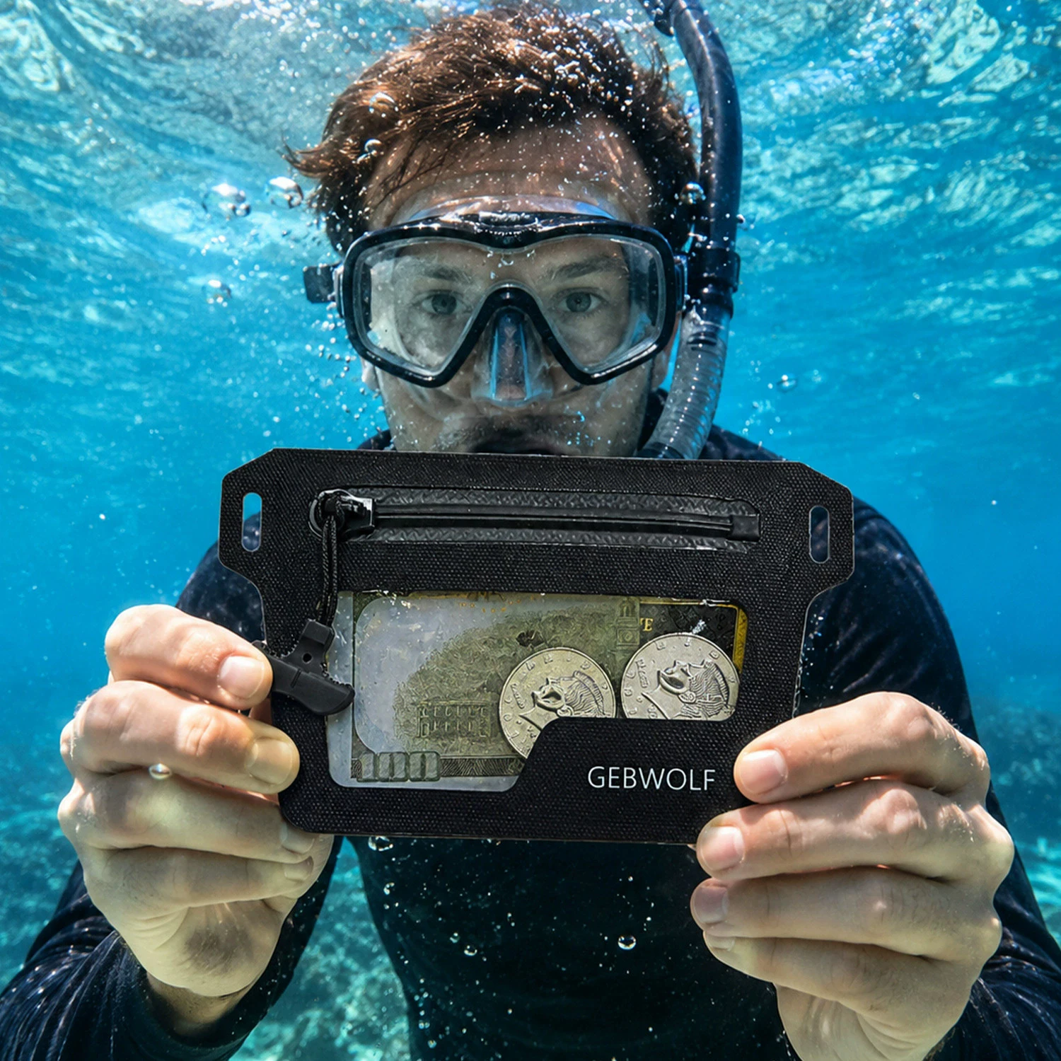 IPX8 Waterproof Diving Swimming Wallet Portable Storage Pouch for Car Key, Data Cable, Earphone, Outdoor Rafting Small Waist Bag