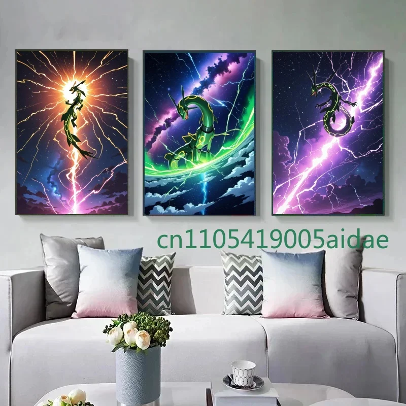 

Japan Cartoon Pokemon Rayquaza Anime Style Picture Canvas Painting Wall Art Prints Print Home Living Room HD Poster Decor Wall
