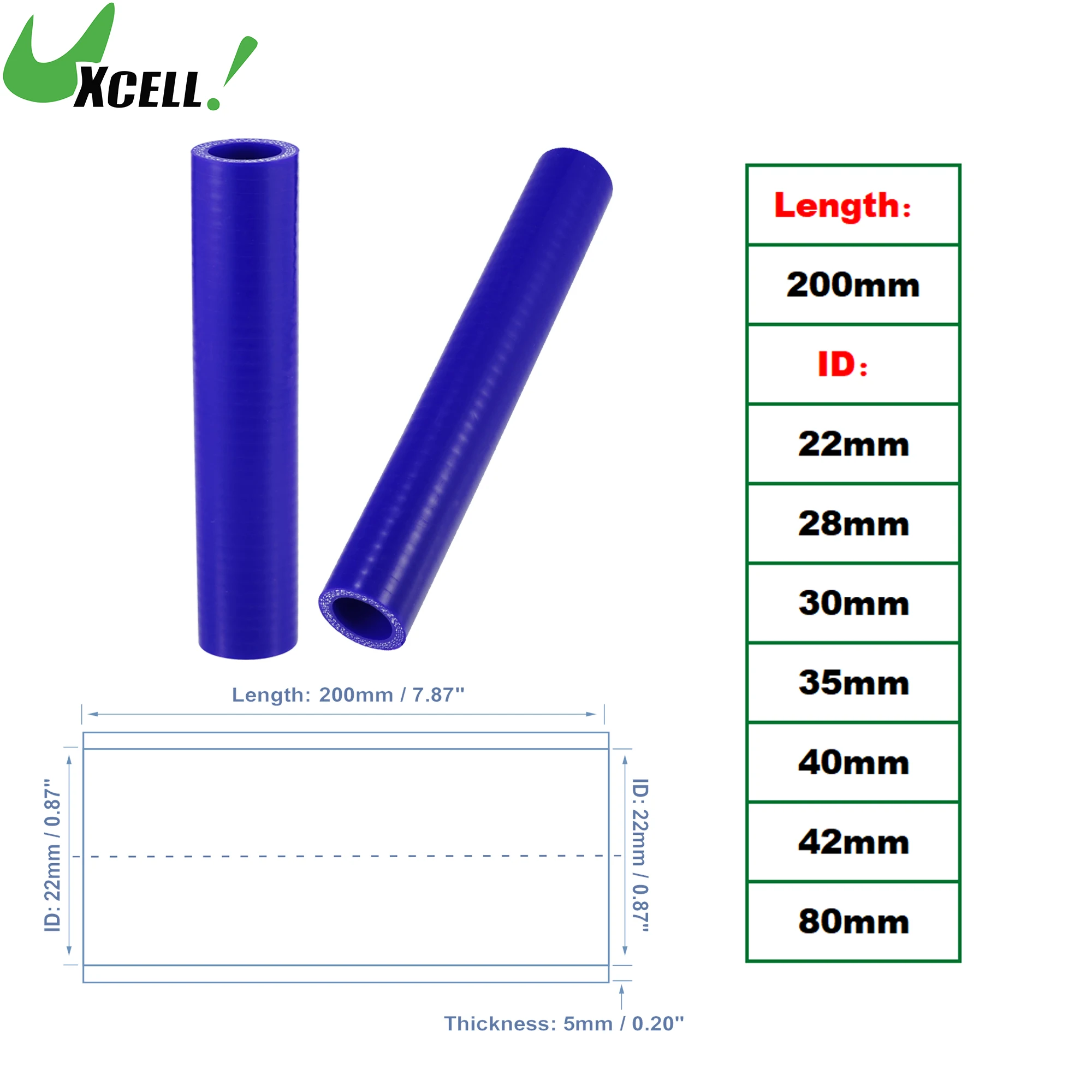 

UXCELL 1 Pc 0 Degrees 22mm 28mm 30mm 35mm 40mm 42mm 80mm ID 200mm Length Car Silicone Hose Coolant Hose Universal Blue