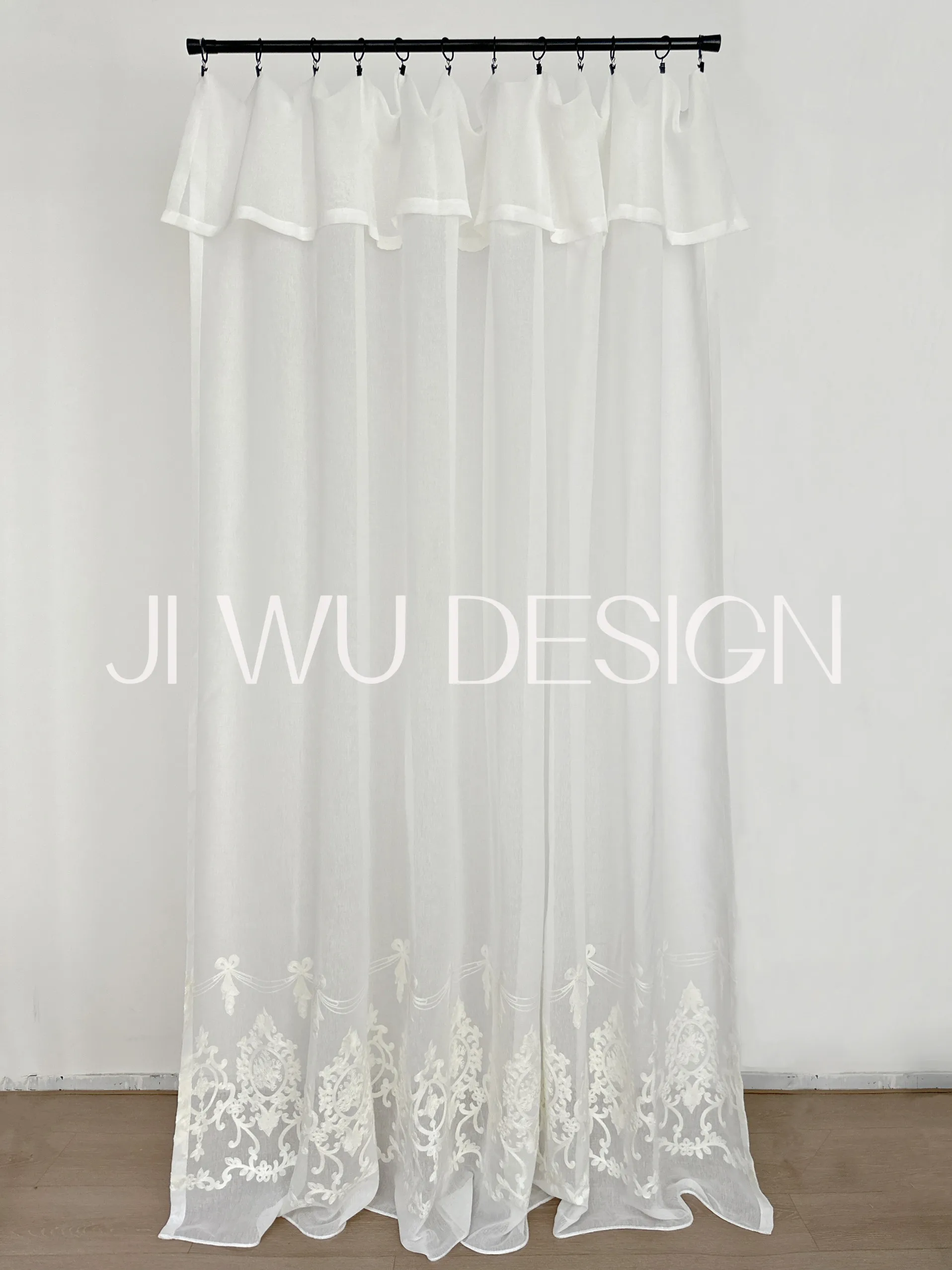 French Retro Palace Embroidery Lace White Window Curtains for Living Room Bedroom Balcony French Window Customized Tulle