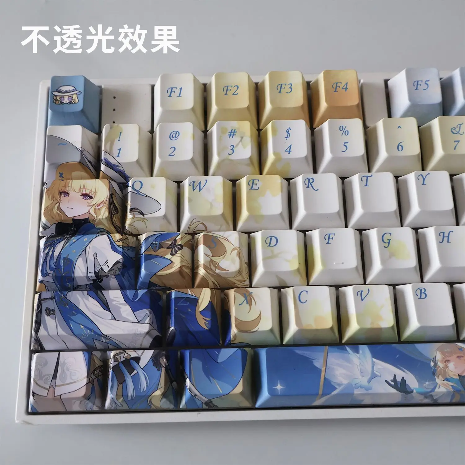 128 キー Wuthering Waves キーキャップ フィービーテーマキーキャップ PBT DYE-Sub チェリープロファイルキーキャップ メカニカルキーボードアクセサリー用