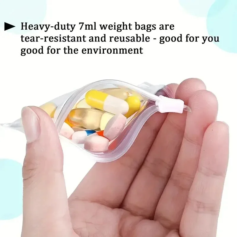 5/50PCS Mini Pill Dispenser Bags Protable Travel Jewel Pouch with Sliding Zipper Self-sealing Waterproof Storage Organization