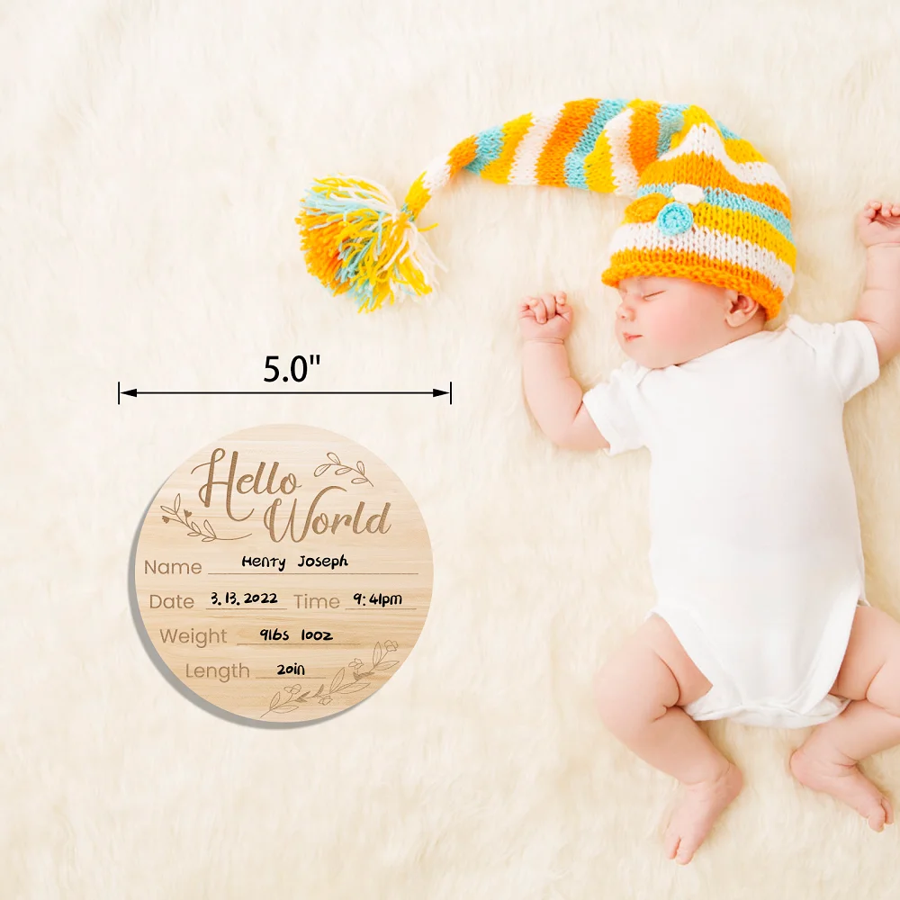 Wooden Baby Birth Information Board Party Decoration for Baby Shower