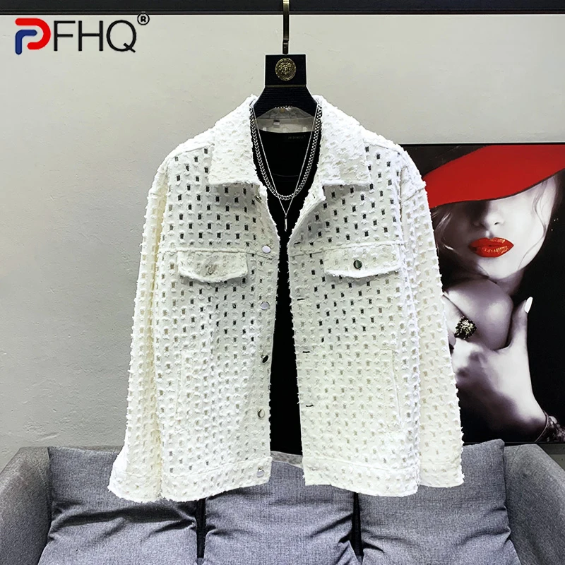 PFHQ Solid Color Sequin Decorate Niche Design Men's Jacket High Quality Street 2023 Summer Loose Original Stylish Coat 21F2276