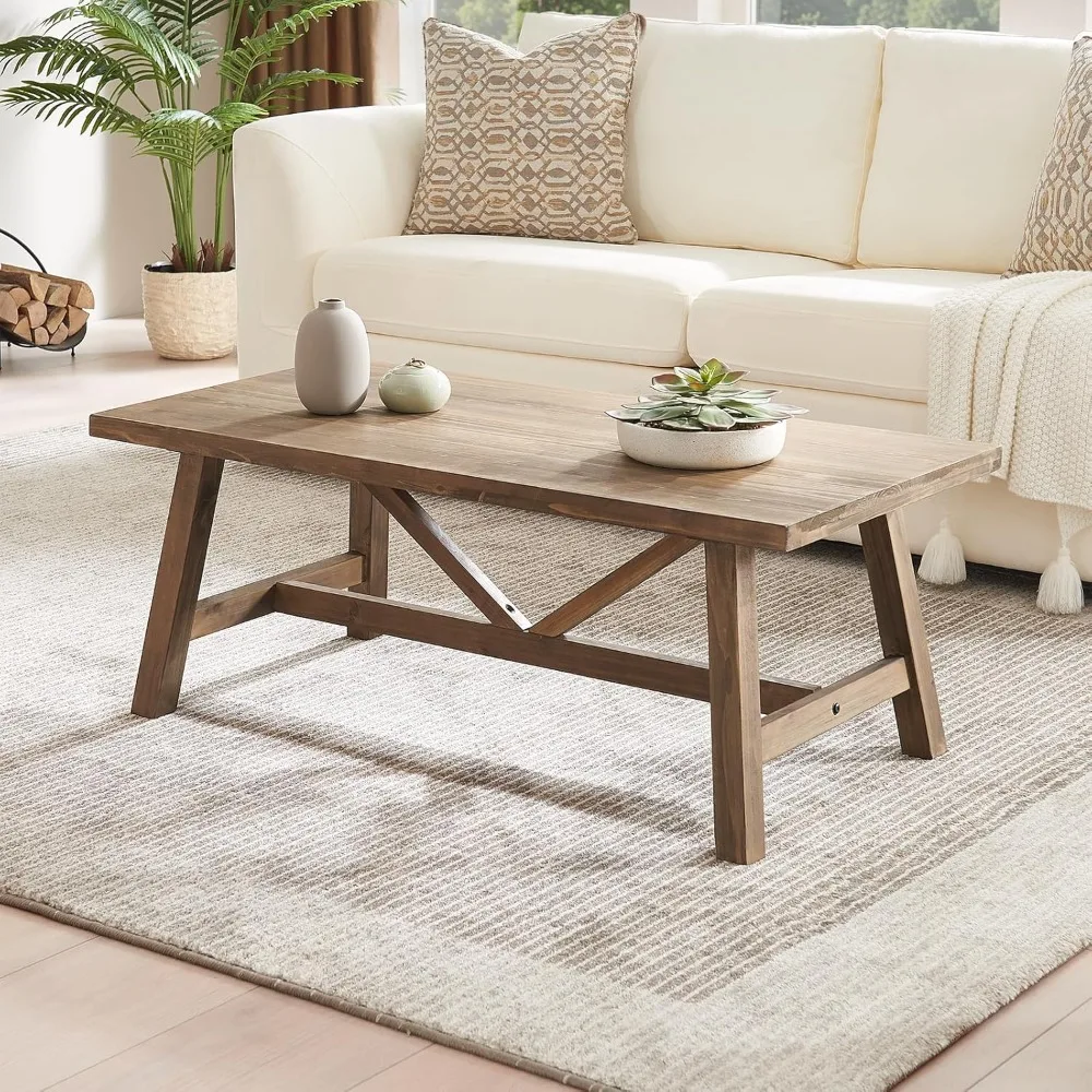 

Farmhouse 43 Coffee Table,Solid Wood Center Tables for Living Room and Office, Rustic Wooden Rectangular Table