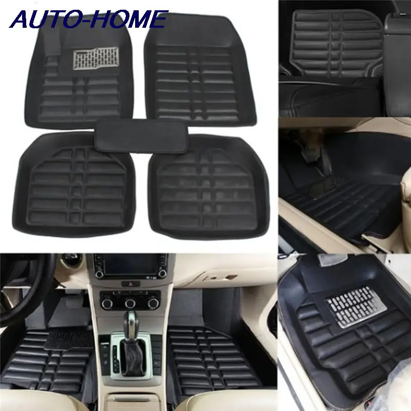 

Universal 5Pcs Car Floor Mats Auto Anti-Slip Mat Black Car Styling Interior Auto Floor Mats All Weather Mat