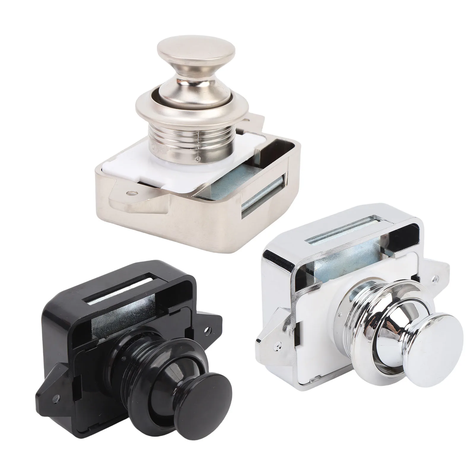 

RV Motorhome Cabinet Door Push Button Latch Zinc Alloy Cupboard Door Knob Latch Lock for 15mm-18mm Door RVs Accessories