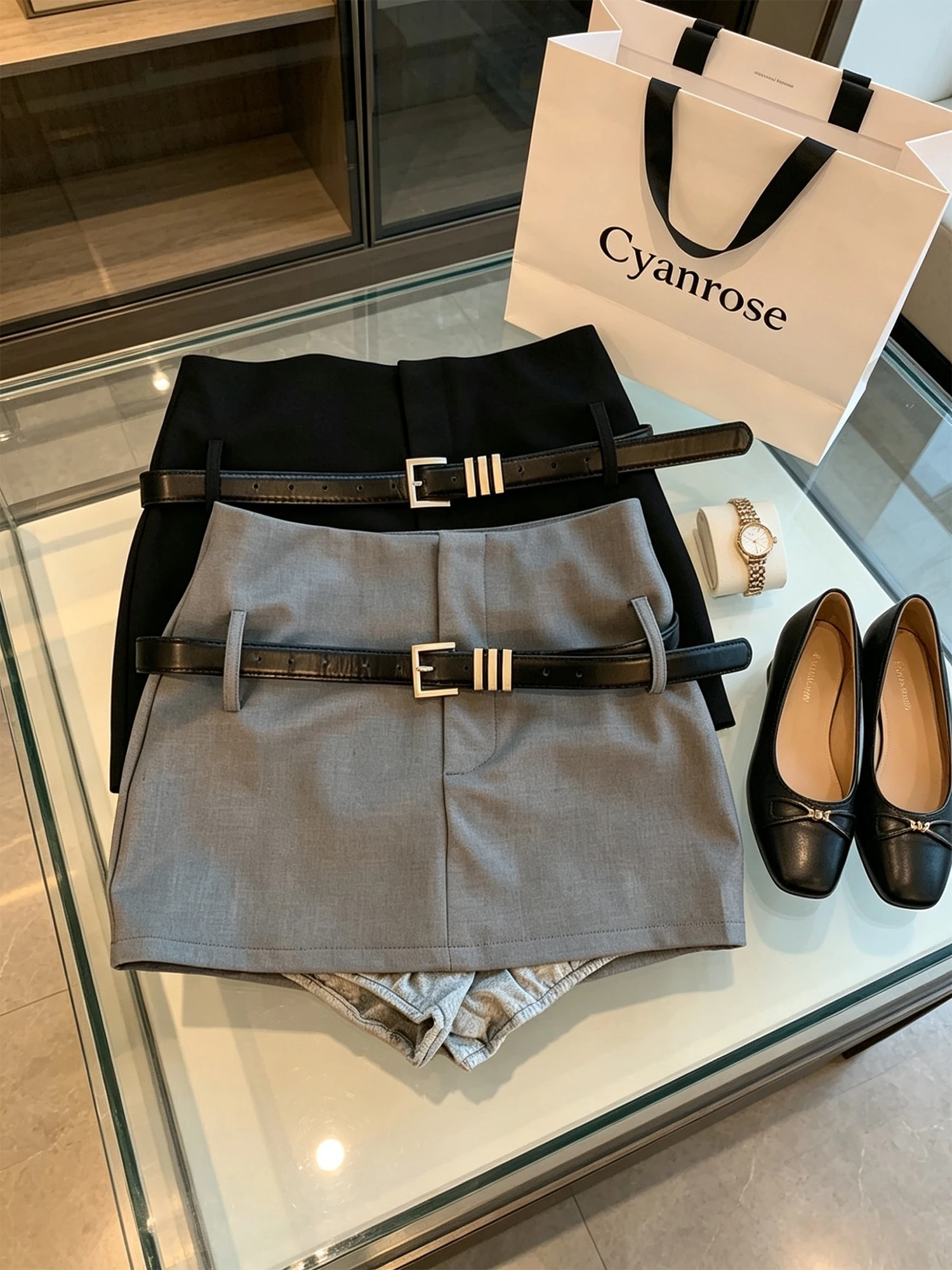 

Women's Grey Mini Skirt Y2K Gyaru Short Skirt Vintage Stylish Korean Style Elegant A-line Bodycon Blazer Skirt for Women Summer