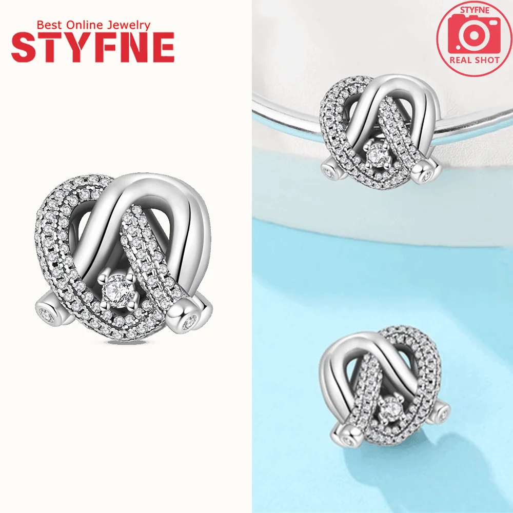 Silver-Plated Infinity Knot Heart Charm Bead for Bracelets