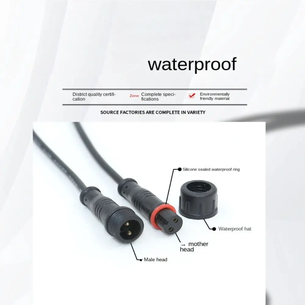 2Pin 3Pin 4Pin Male to Female Led Connector IP67 20CM Waterproof Wire Led Connector Black Cable 2Pin 3Pin 4Pin Jack