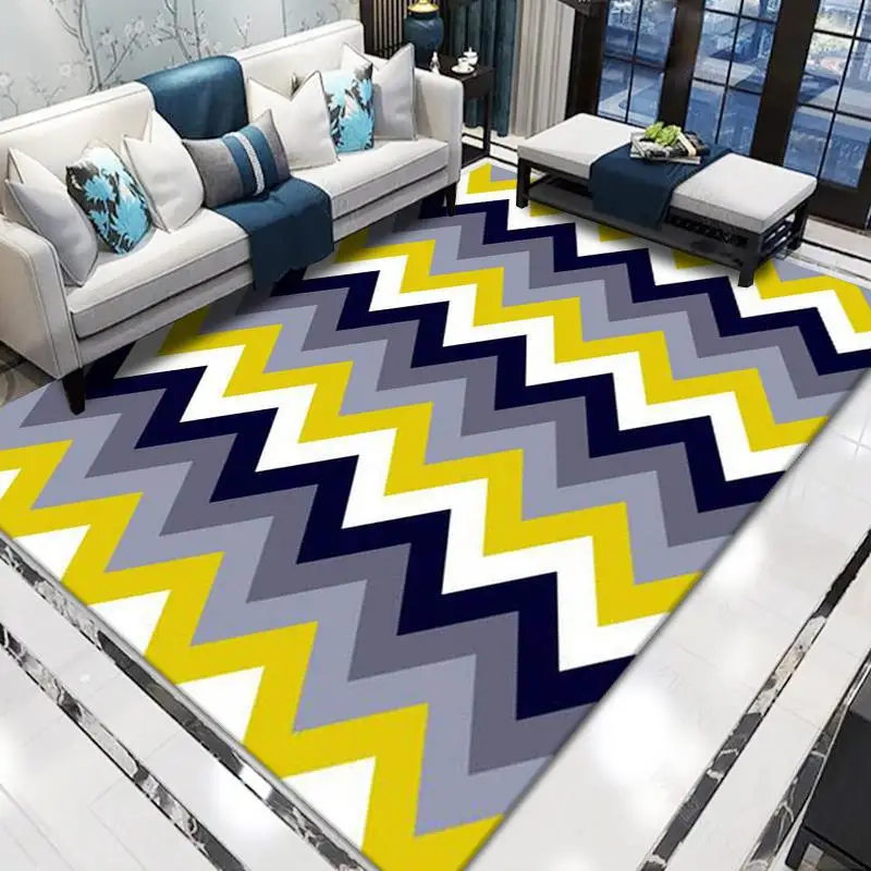 

Living Room Geometric Household Carpet Printing Bedroom Bedside Rug Anti Slip Decoration Home Decor Mat Indoor Room Door The