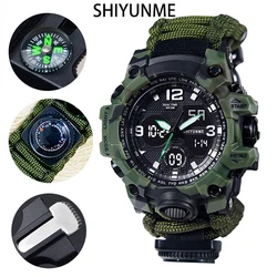 SHIYUNME Hot G Style Military Sport Men Watch Waterproof LED Digital Watch Outdoor Camping Compass Thermometer Quartz Wristwatch