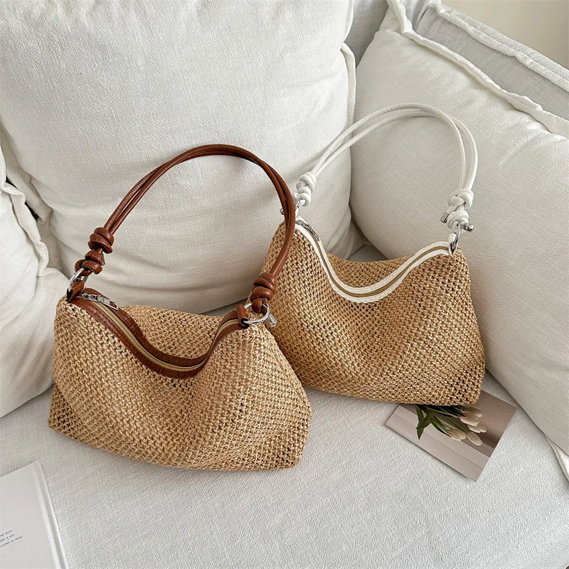

Popular Woven Women's Bag 2025 Summer New Hot Selling Fashionable Woven Single Shoulder Armpit Bag Crossbody Bag