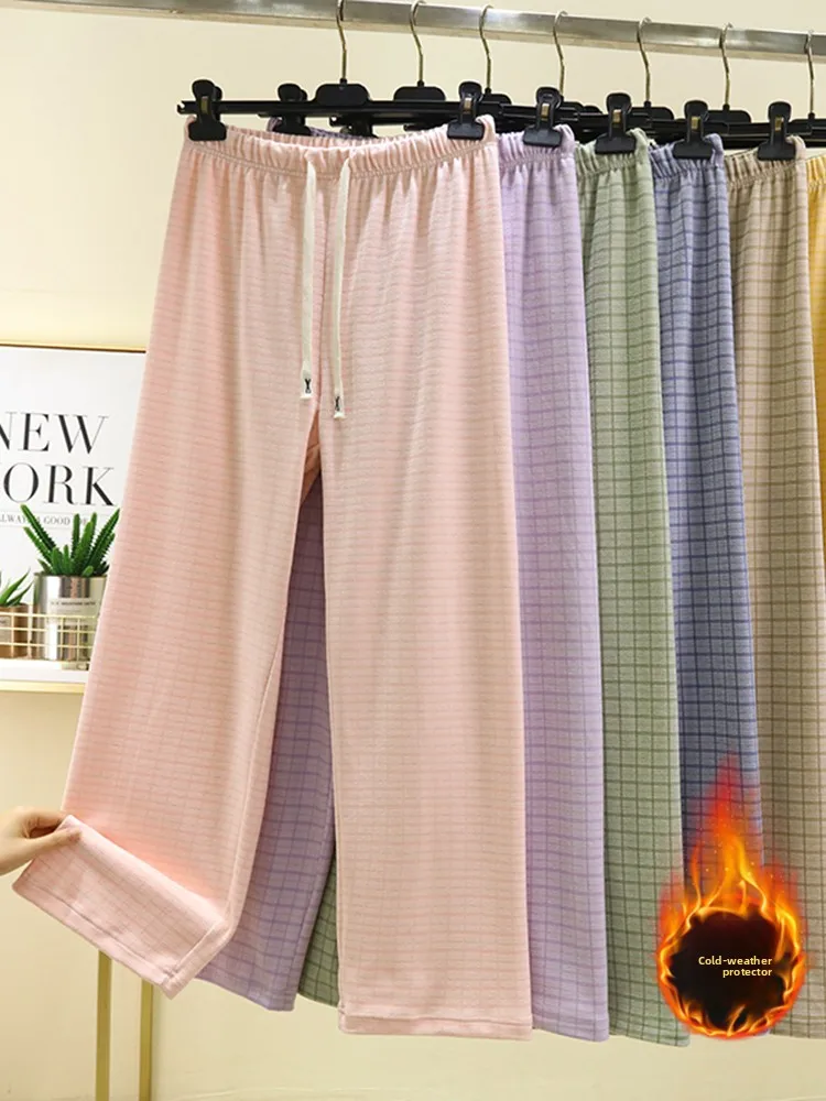 

Warm Straight Leg Home Pants Women's Autumn Winter plus Size Sleepwear Casual Trousers High Waist Long Pants Youth Fashion