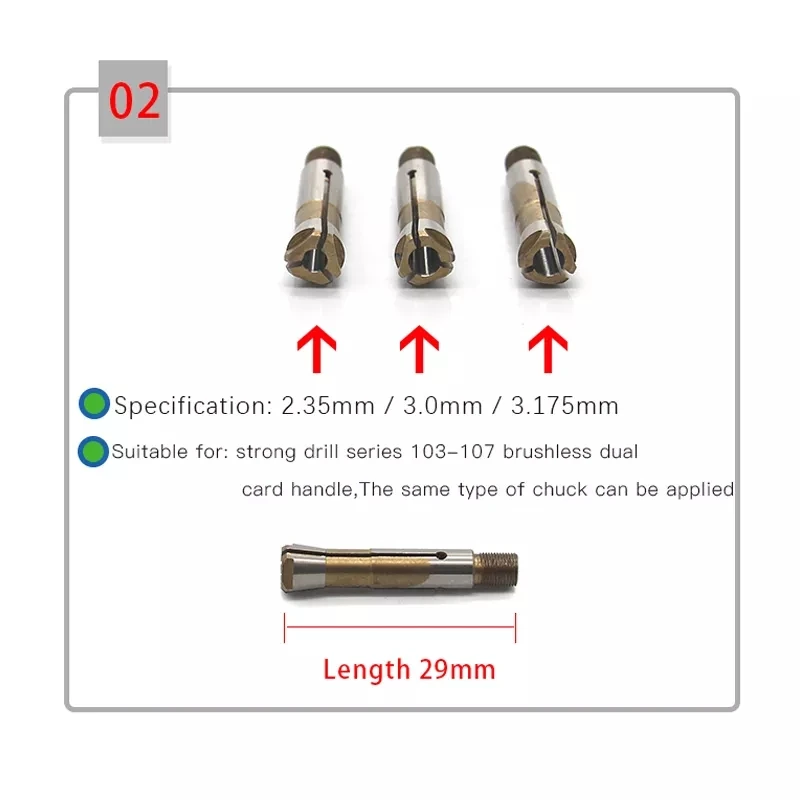 1 pieza de mano de pulido de micromotor STRONGDRILL 2,35mm 3,0mm 3.175mm portabrocas para fuerte portabrocas de doble bloqueo