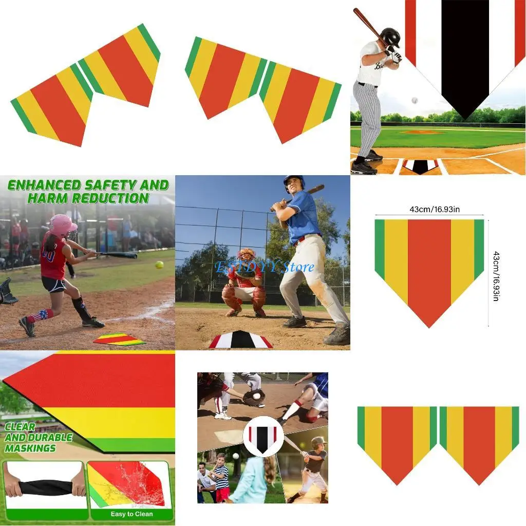 

G6DE High Visibilities Baseball Training Home Plates Strong Rubber Against Slip