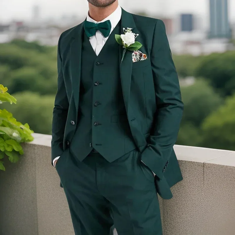 Costumes de smoking de marié personnalisés pour hommes, veste et pantalon en émail, blazer à la mode, coupe couvertes, mariage, 3 pièces, 2025