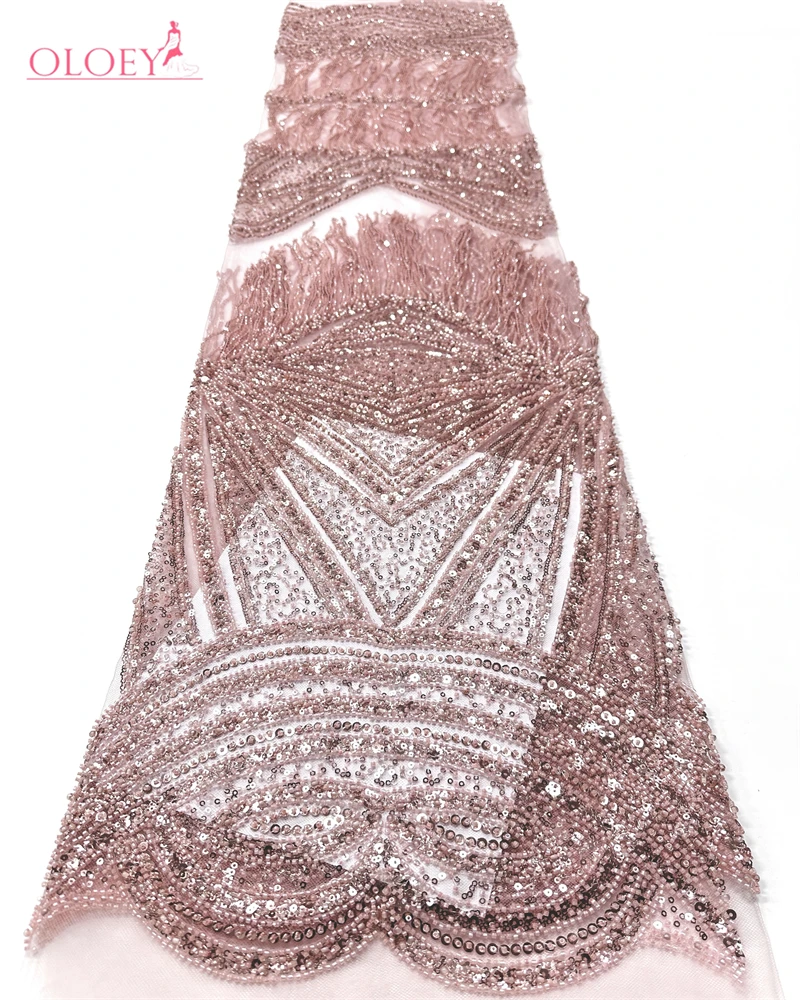 

OLOEY African Sequin Groom Lace Fabric 2026 High-Quality French Nigerian Bead Lace Fabric Suitable for Wedding Dress Sewing