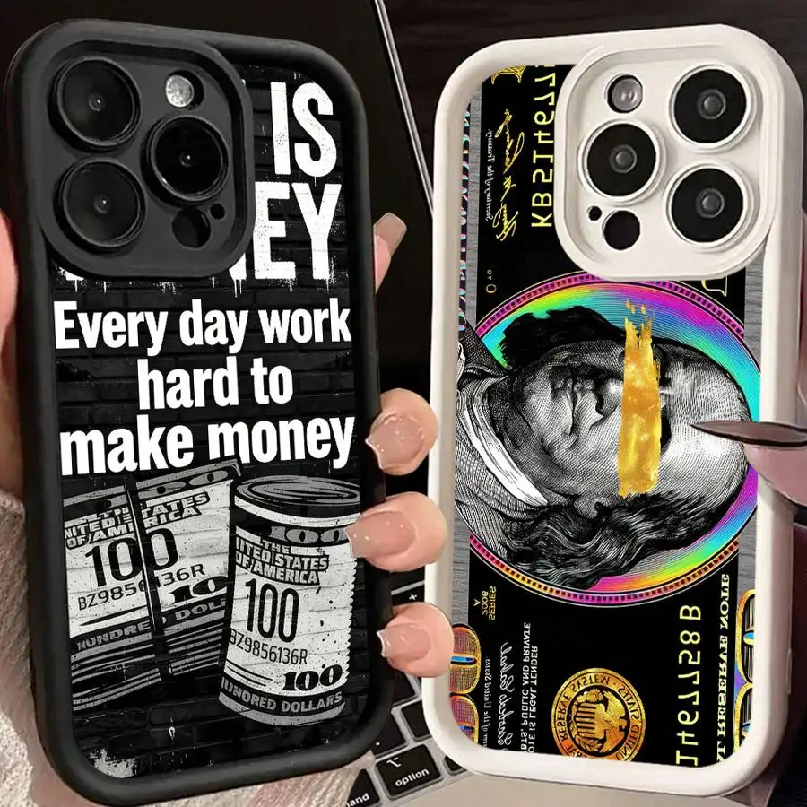 

Case for iPhone XS Max 15 16 14 Plus 17 Air XR 13 12 11 Pro Max 16e Soft Shell Time Is Money Printed