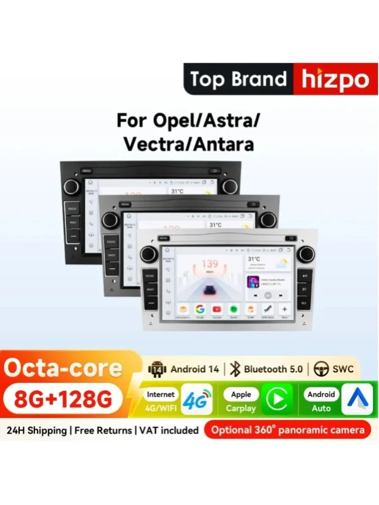 7-Zoll Hizpo 2Din Android Autoradio für Opel Astra H G J Zafira B Corsa C D Antara Vectra Vivaro SWC RDS DSP 4G BT CarPlay Auto GPS-Navigation