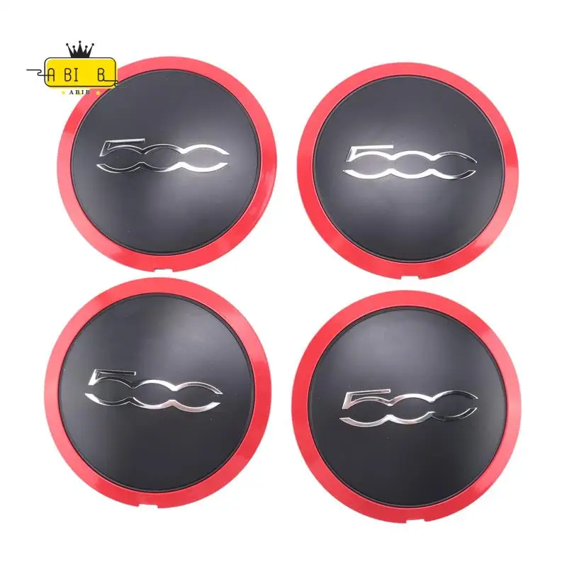 

ABIB -133Mm Hubcap For Fiat 500 Wheel Centre Hub Caps Emblem Sticker 68078419AC 68078421AC 51884863 Red