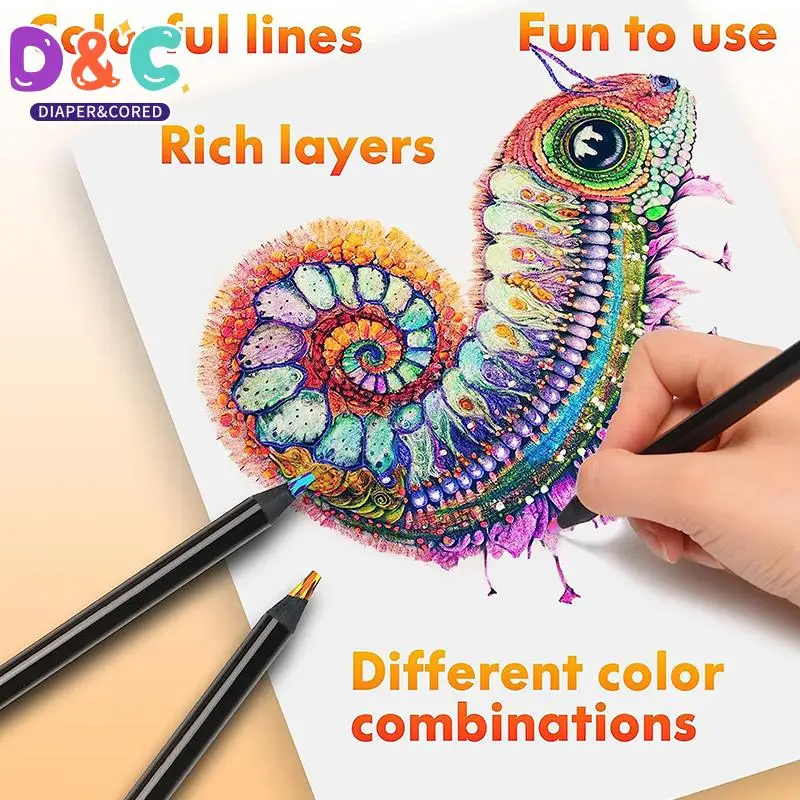 1Pcs Colors Gradient Rainbow Pencils Jumbo-Colored Pencils Multicolored Pencils For Art Drawing Coloring Sketching