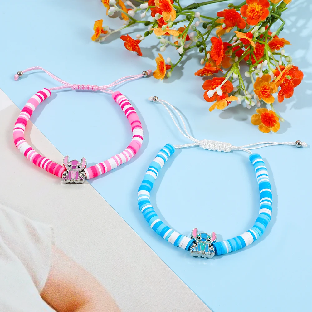 

Disney Classic Stitch Angel Charm Cute Cartoon Figure Weave Accessories Creative Birthday Gift Toy for Friends