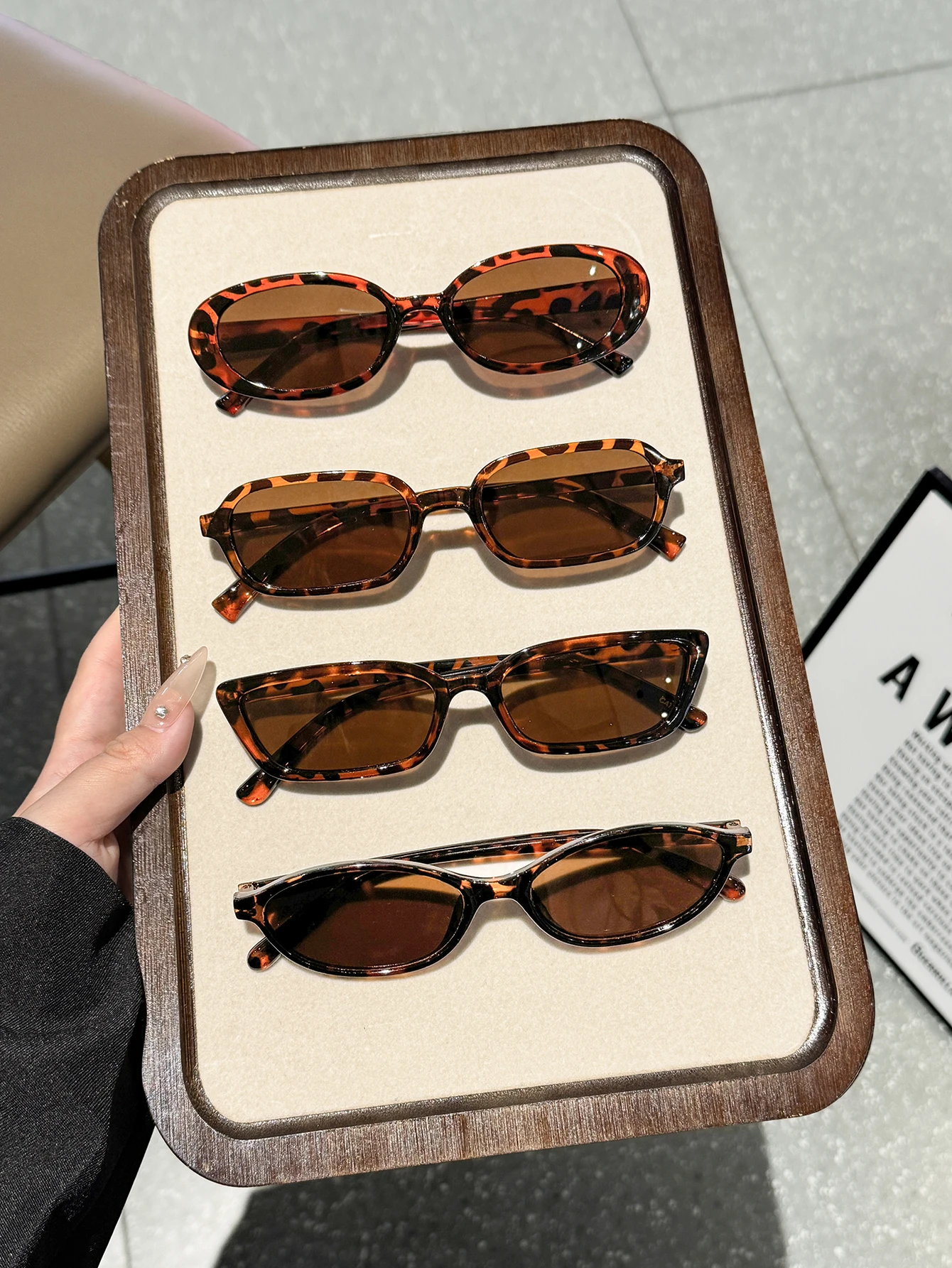 4Pcs Fashionable Mixed Glasses Set, Oval-Shaped Glasses, Chic Black, Tortoiseshell Glasses, Suitable for Daily Wear