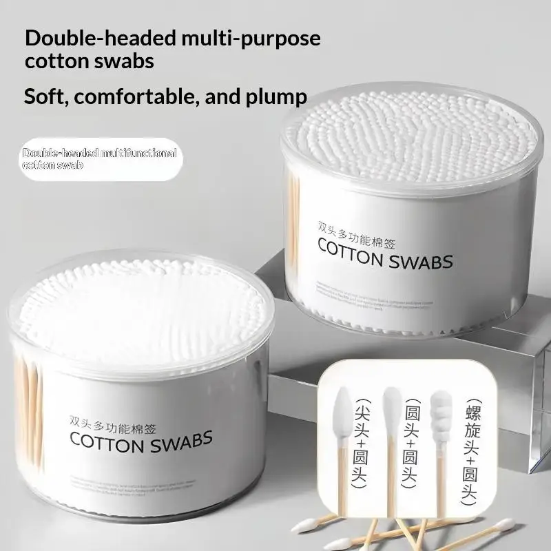 500Pcs Boxed Cosmetic Cotton Double Head Cotton Swab Ear Remover Women Makeup Cotton Buds Ears Cleaning Tools