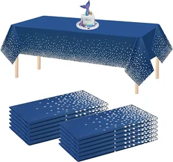 Disposable Table Blue Gold Rectangular Minimalist Polka Dot Tablecloth Household Holiday Party Cloth Gold Banquet Decoration