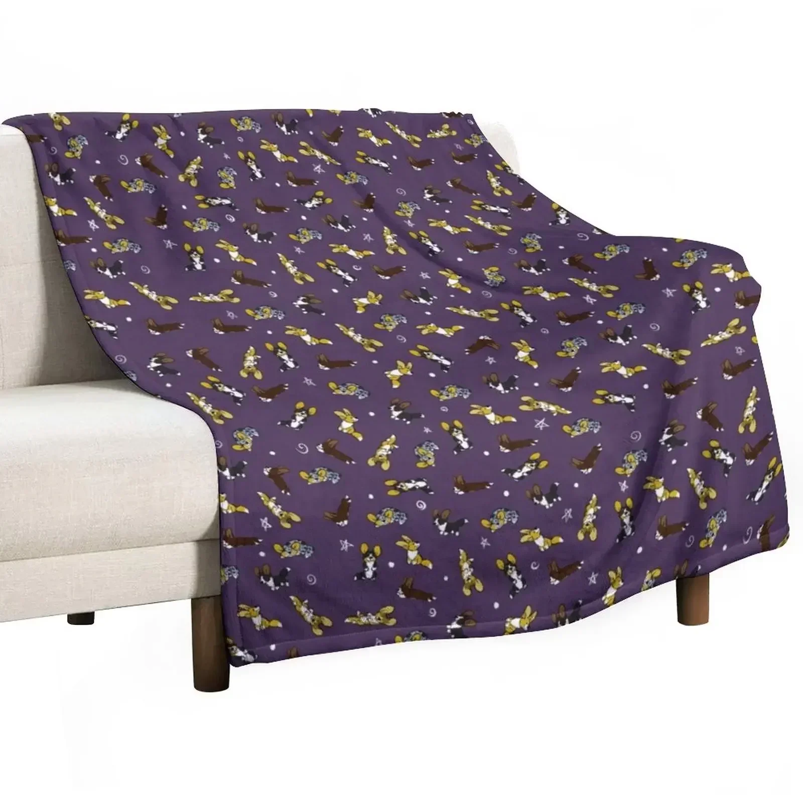 

Purple Cardigan Welsh Corgi Scribbles Throw Blanket Single for winter Vintage Bed Blankets