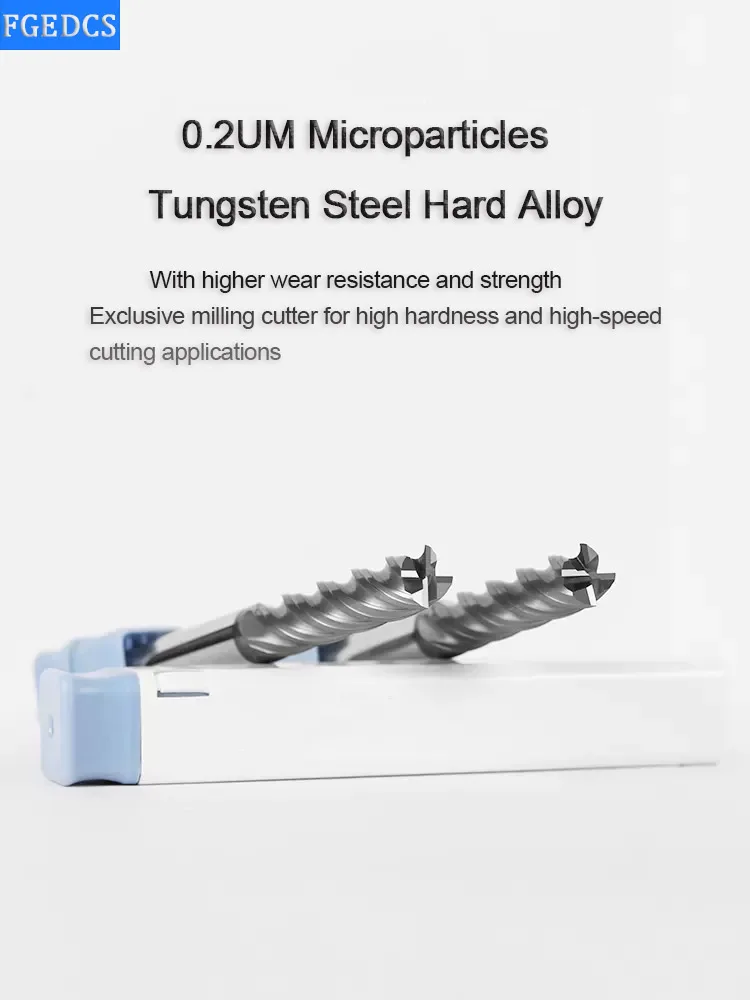 HRC 70 Tungsten Steel Milling Cutter U-groove Stainless Steel Special Hard Alloy End Mill Face Bit CNC Tools 4 Flute 4 8 12 16mm