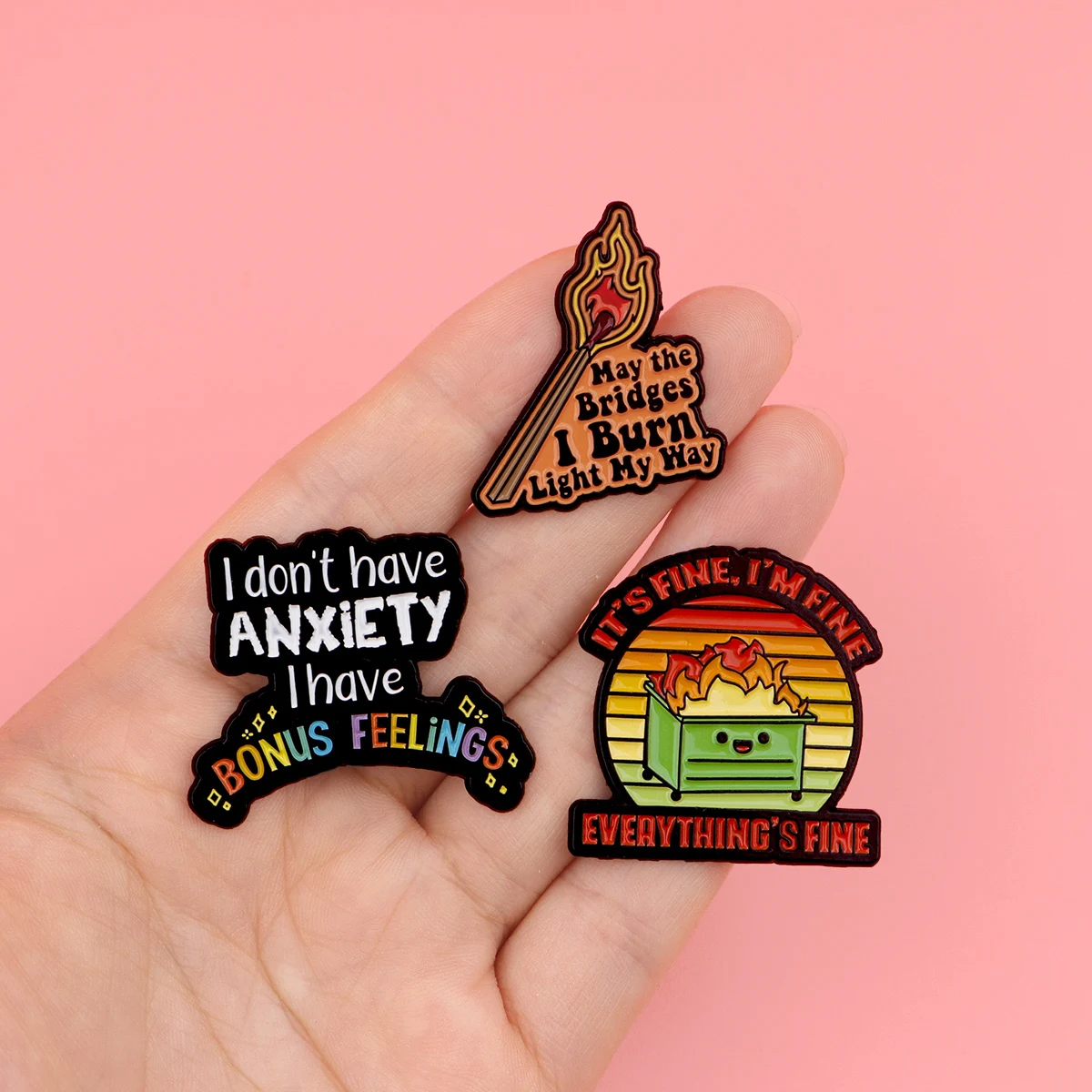 Funny Goose Enamel Pin Dumpster Fire Brooch Pines Lapel Pins For Backpack Quotes Badge Clothes Accessories Fashion Jewelry Gifts