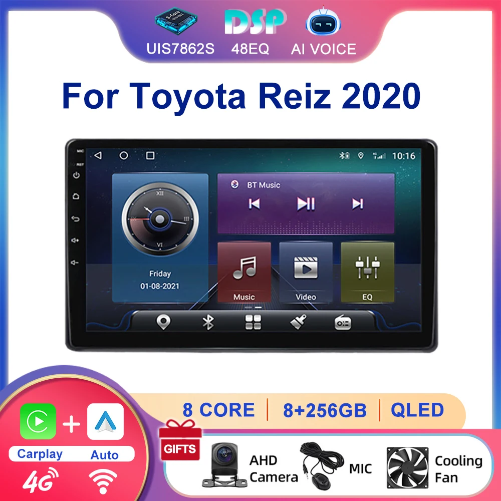 10 Inch 2 Din 4G WIFI GPS Audio Multimedia System Android Auto Carplay Stereo Touch Screen Car Radio Player For Toyota Reiz 2020