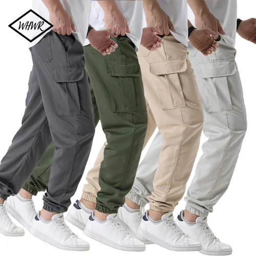 Pantalones de chándal tipo cargo informales para hombre Primavera/otoño S-2XL Joggers con cordón en la cintura Pantalones tácticos de senderismo para hombre con bolsillos