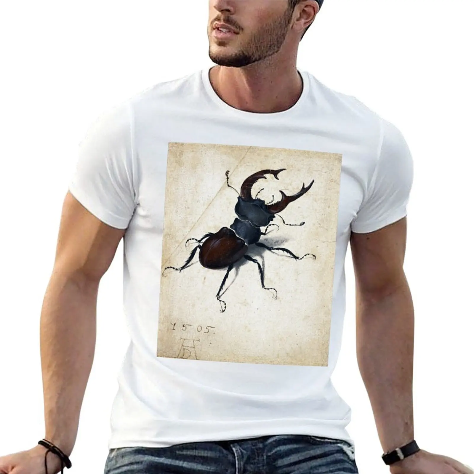 Albrecht Dürer Stag Beetle T-Shirt croswit shirt man korean fashion mens t shirts