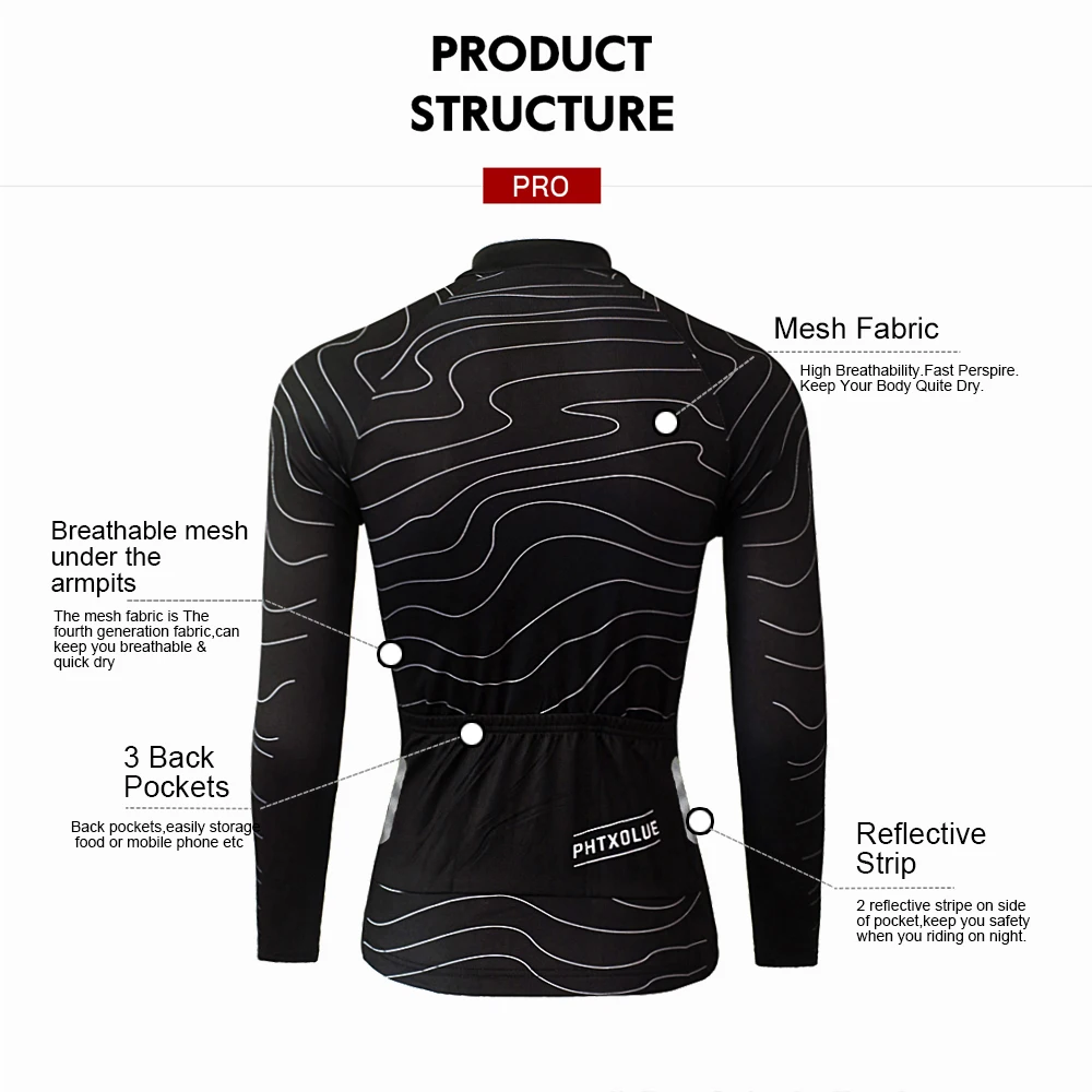 Phtxolue Cycling Jerseys Long Sleeve Men Quick-Dry Spring Mountain Bike Clothes Breathable Bicycle Cycling Clothing QY063