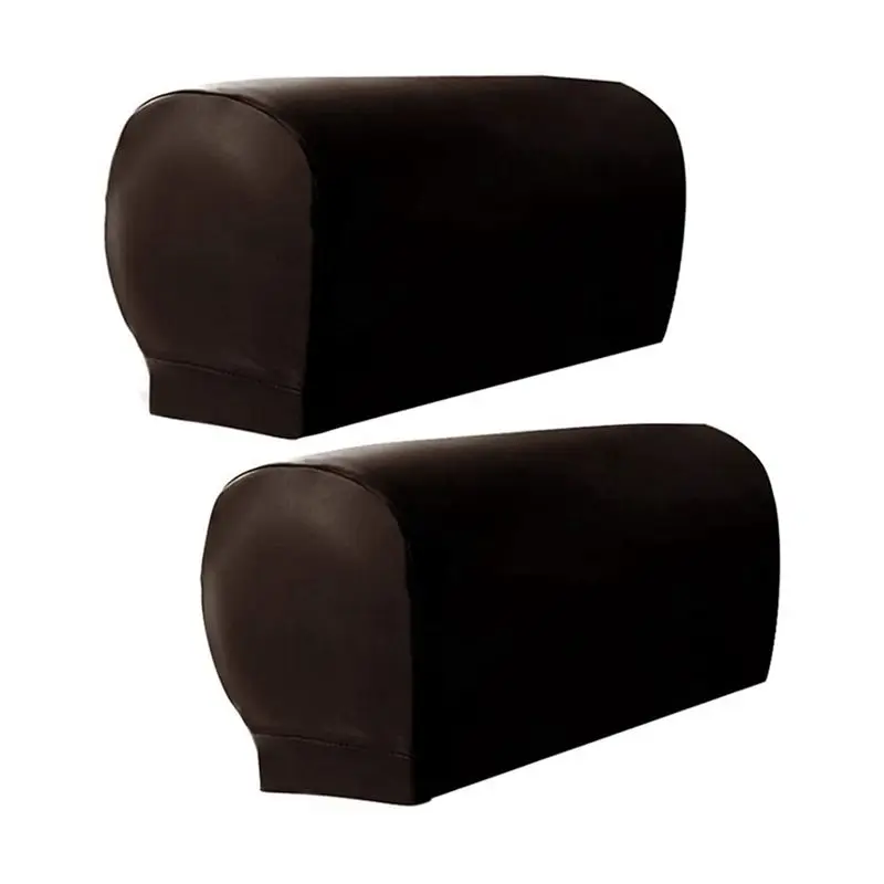 

New Shown-Armchair Arm Covers, 2Pcs Armrest Cover Ultra Thick And Soft PU Leather Stretch Arm Cover For Recliners Sofas Chairs