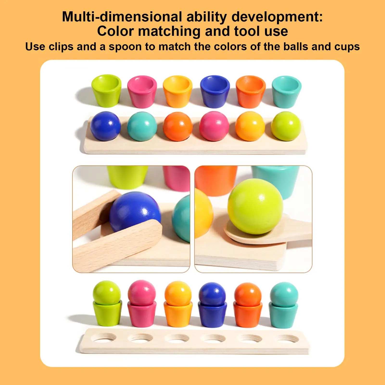 Taza de clasificación de colores y bola, actividades de aprendizaje, Clip de cuentas, juego de clasificación de motor fino para niños y niñas de 3 años, guardería en casa preescolar