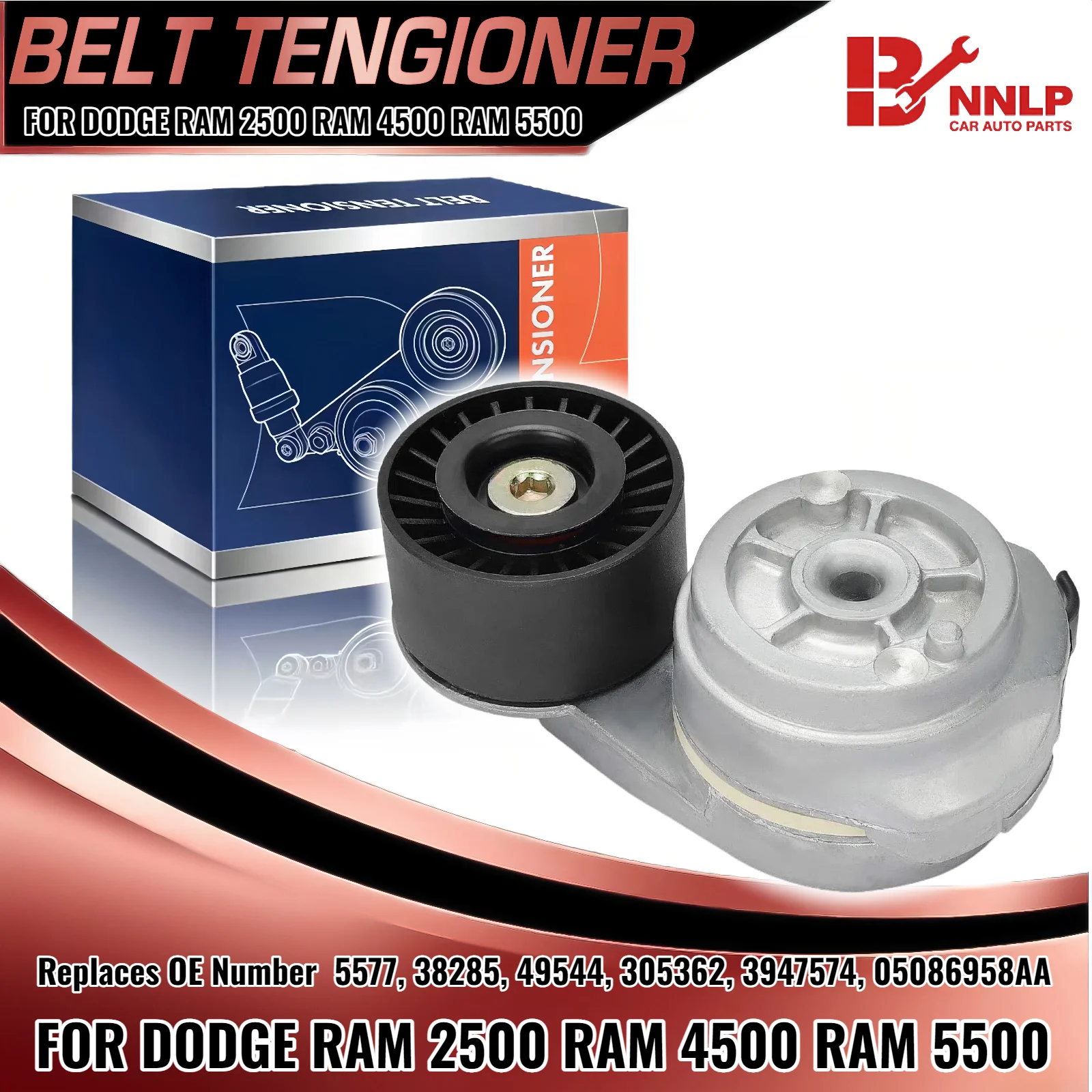 

New Belt Tensioner with Pulley for Dodge Ram 2500 Ram 3500 4500 Sterling Truck